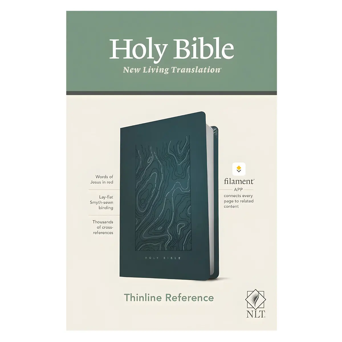 Nlt Earthen Teal Blue Imitation Leather Filament Thinline Reference Bible 1