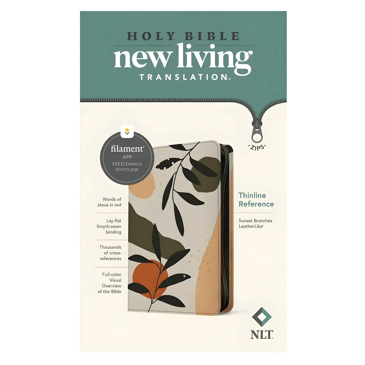 Nlt Filament Thinline Reference Bible, Sunset Branches With Zip (Imitation Leather) 1