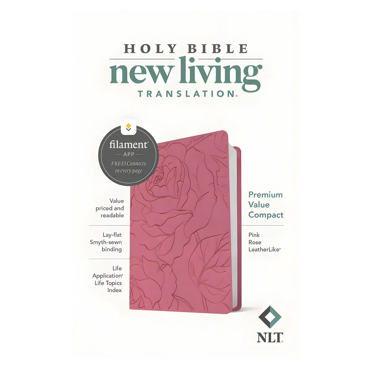 Nlt Pink Rose Imitation Leather Premium Value Filament Compact Bible 1