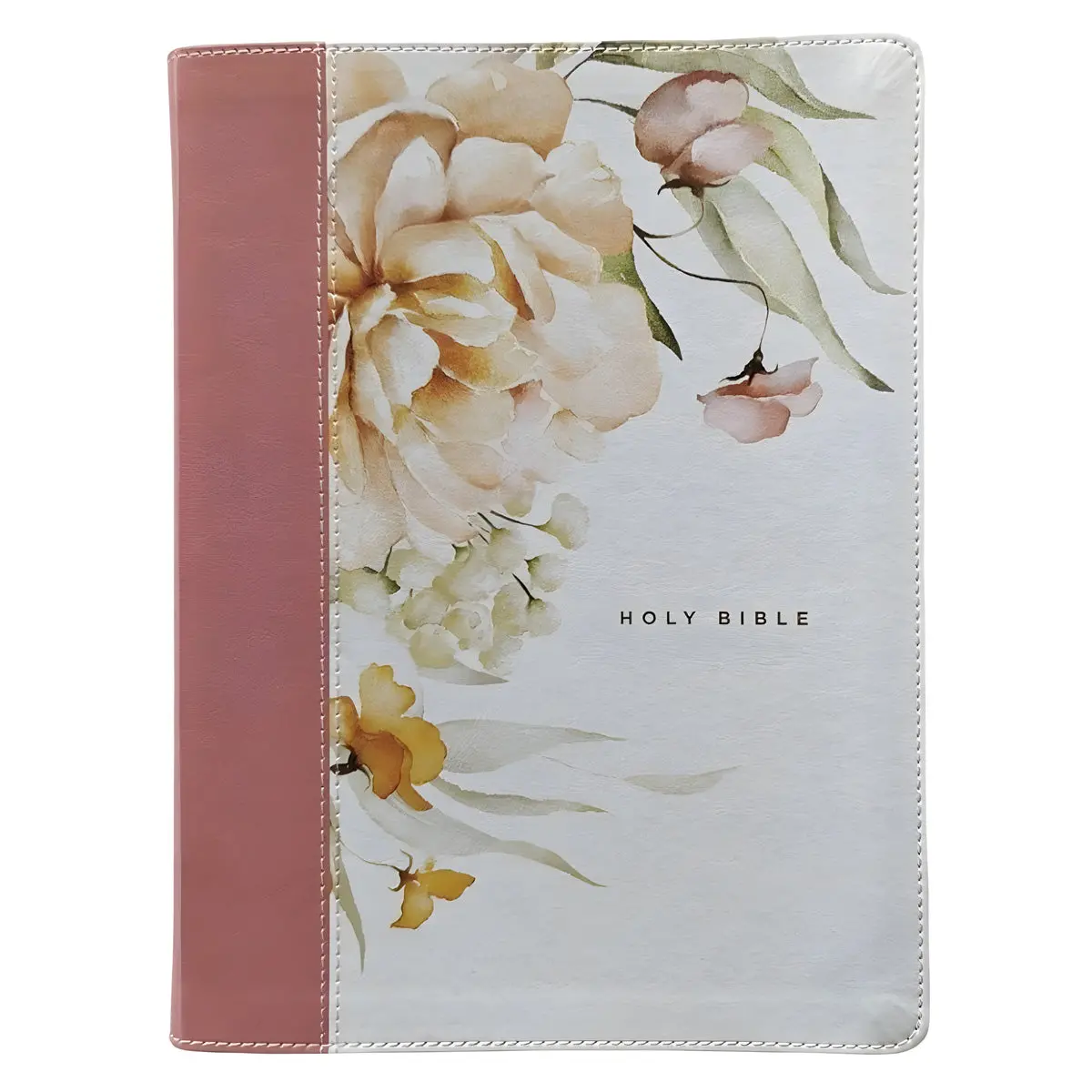 Nlt Dusty Pink Blossoms Imitation Leather Filament Wide Margin Bible 1
