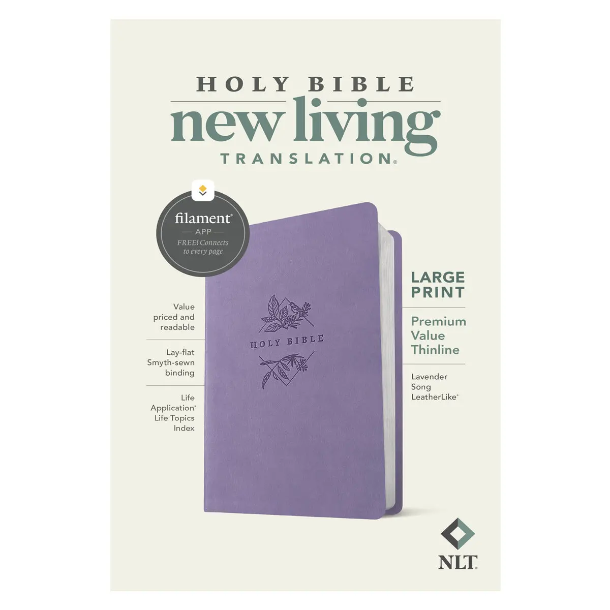 Nlt Lavender Imitation Leather Filament Premium Value Thinline Bible Large Print 1