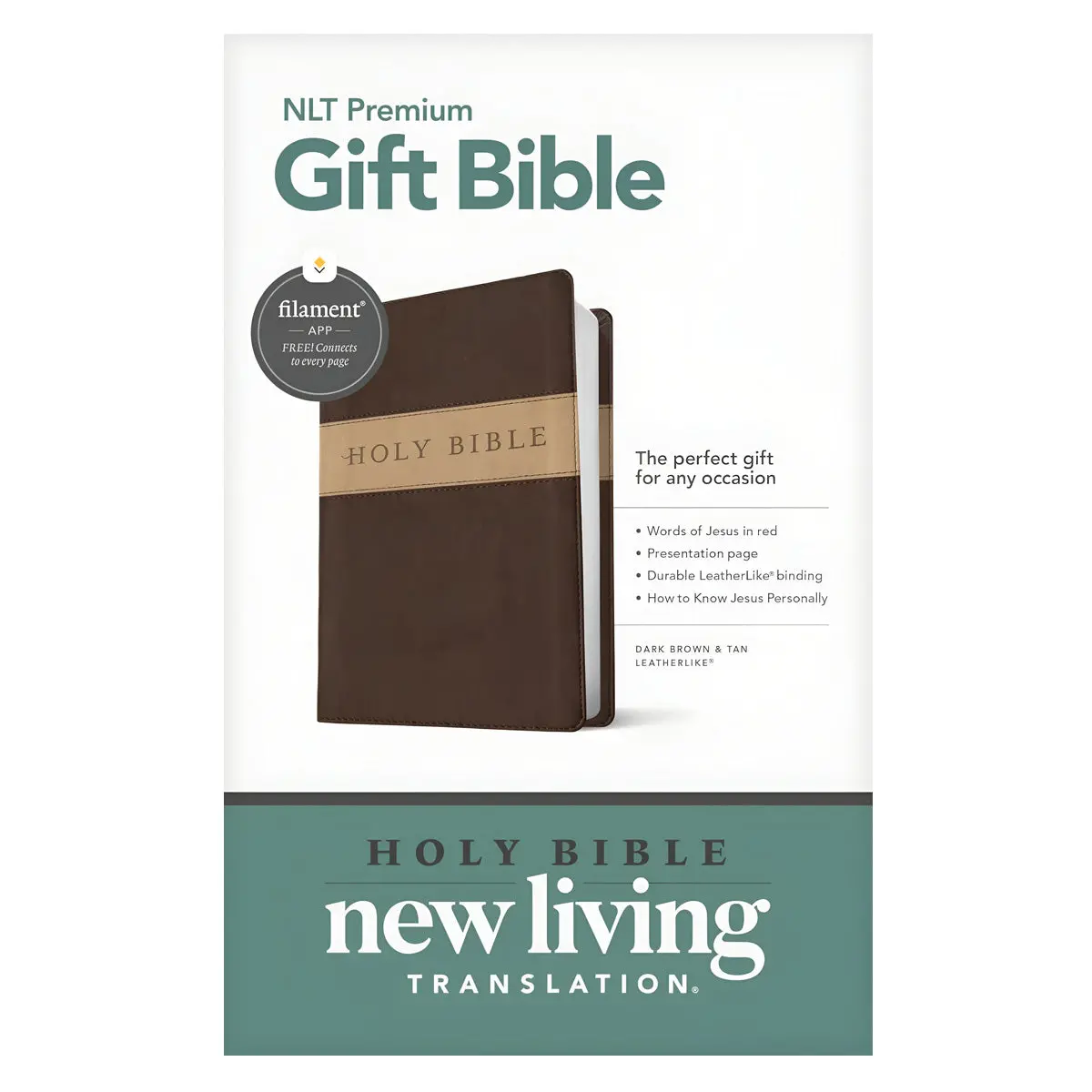 Nlt Dark Brown And Tan Imitation Leather Filament Premium Gift Bible 1