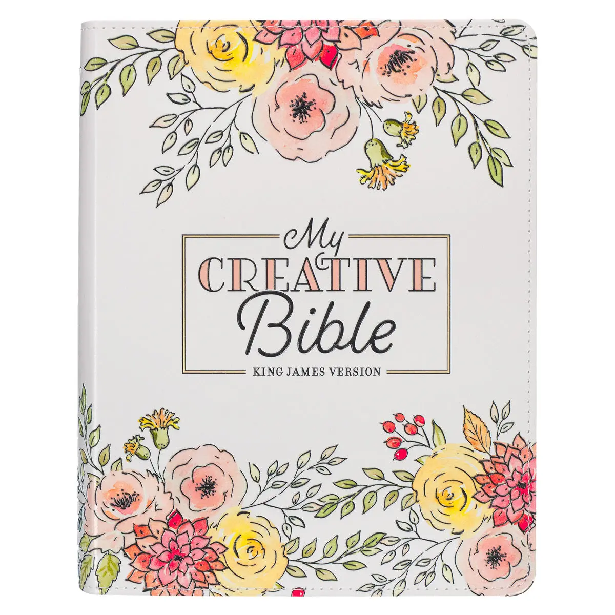 Kjv White Floral Faux Leather Flexcover My Creative Bible 1