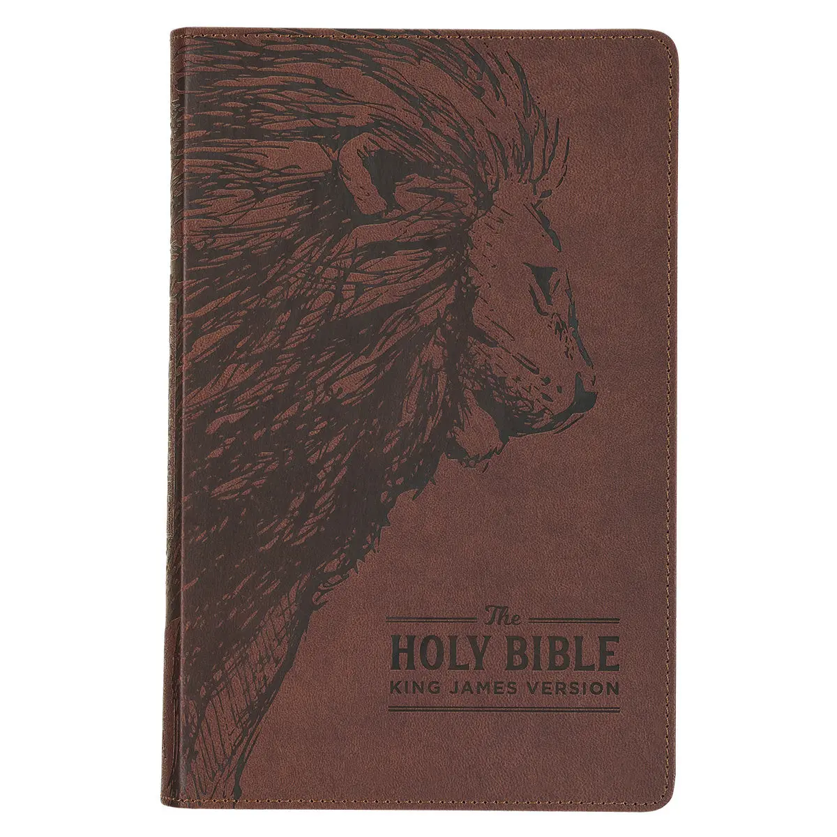 Kjv Brown Lion Faux Leather Flexcover Deluxe Gift Bible With Zip 1