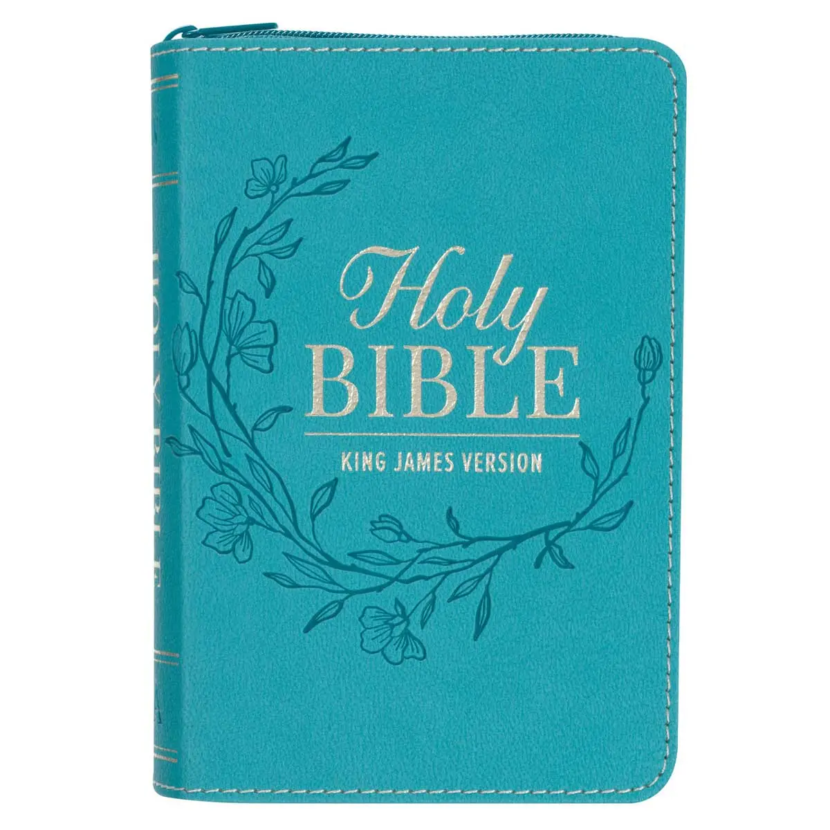 Kjv Teal Faux Leather Mini Pocket Bible With Zip 1