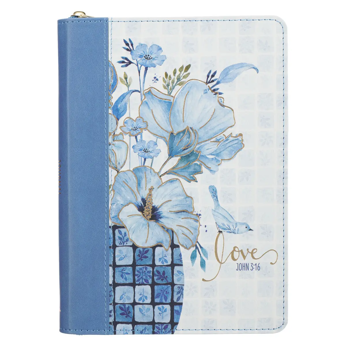 Love Blue Faux Leather Journal With Zipped Closure 1