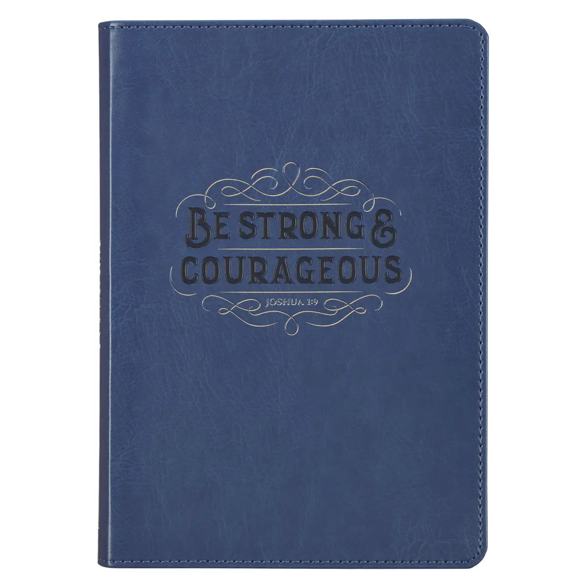 Be Strong And Courageous Navy Faux Leather Journal With Zipped Closure 1