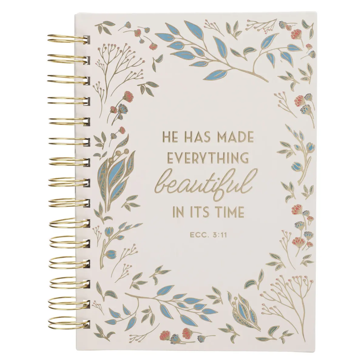 He Has Made Everything Beautiful In Its Time Ivory Floral Hardcover Wirebound Journal 1
