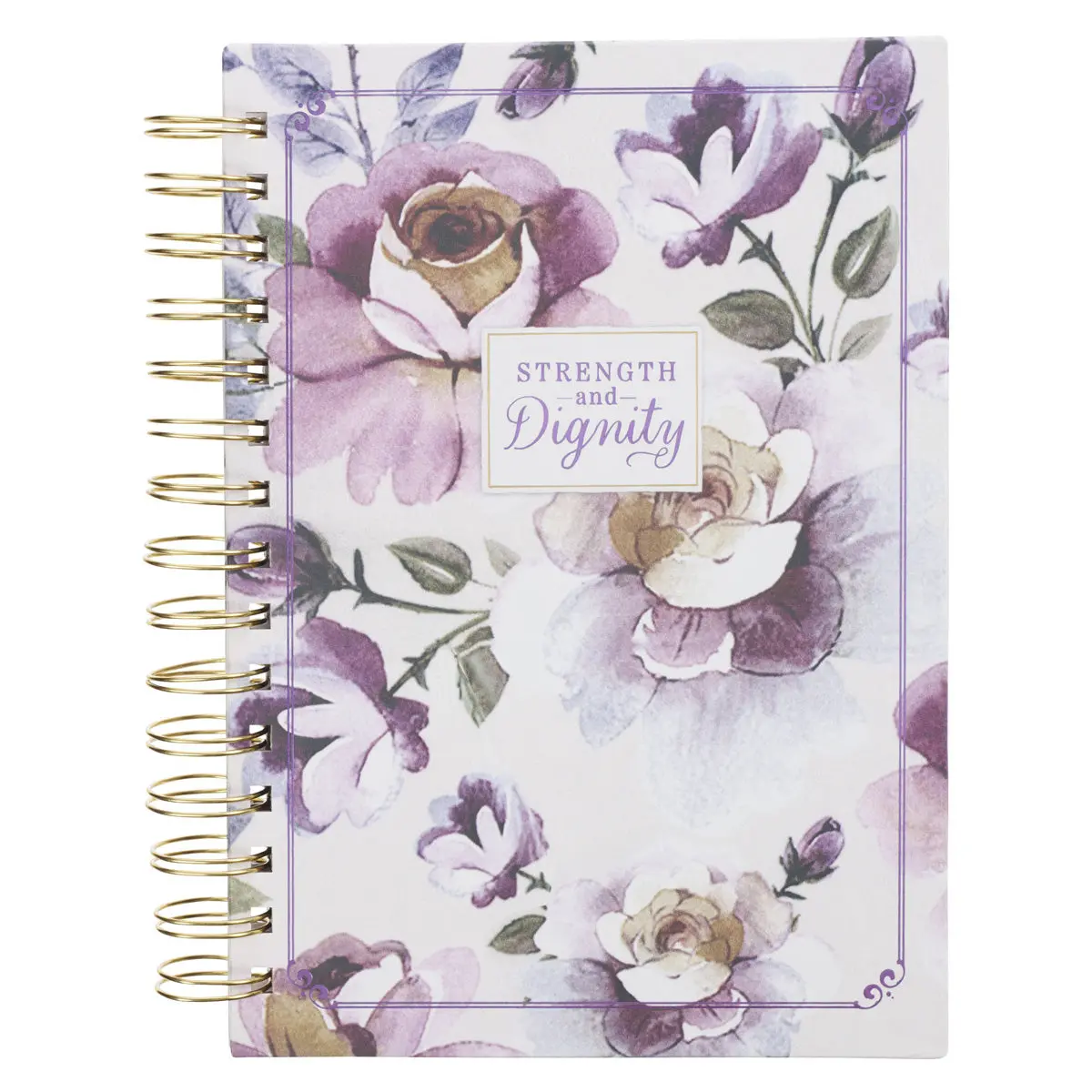 Strength And Dignity Purple Floral Hardcover Wirebound Journal 1