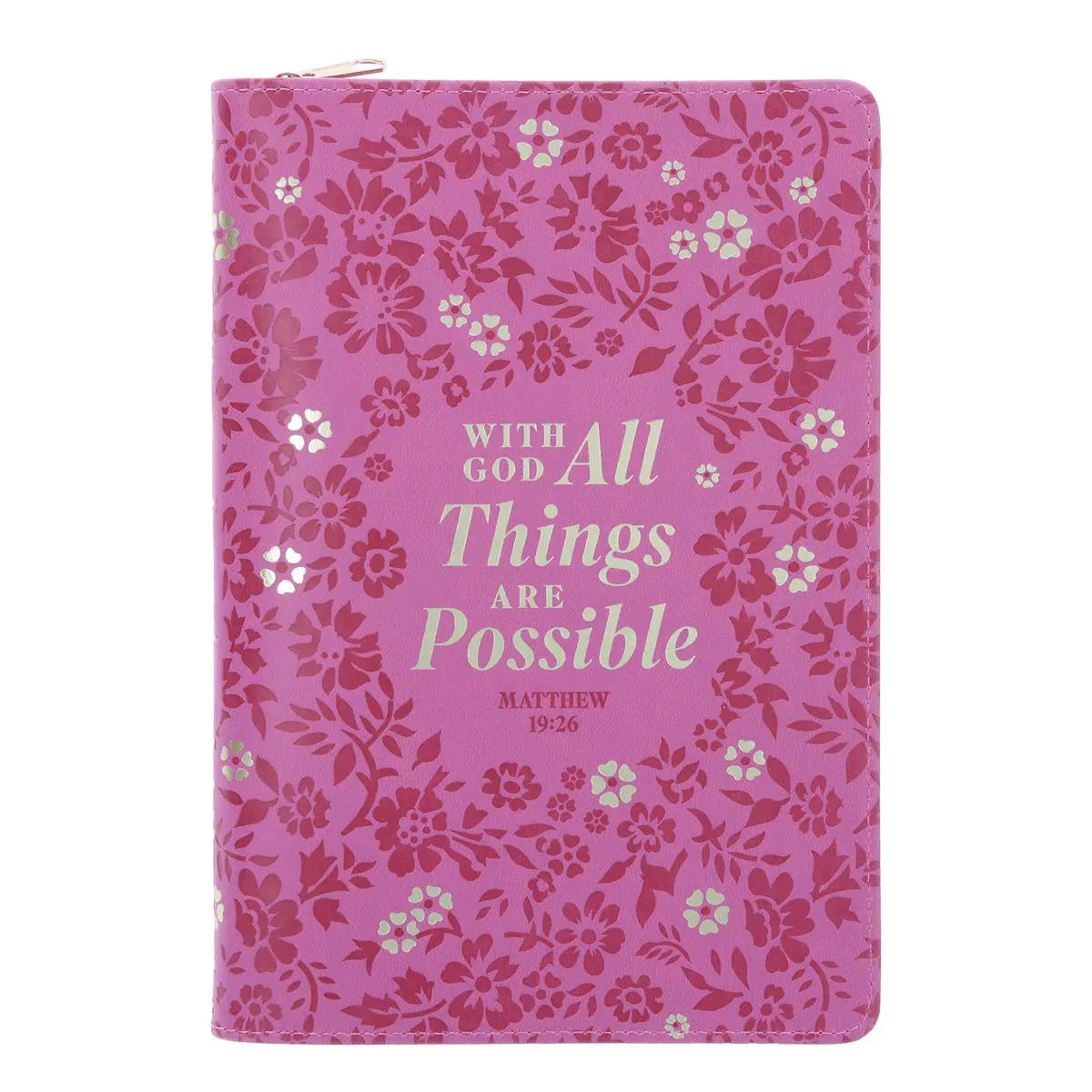 With God All Things Are Possible Faux Leather Journal With Zipped Closure 1