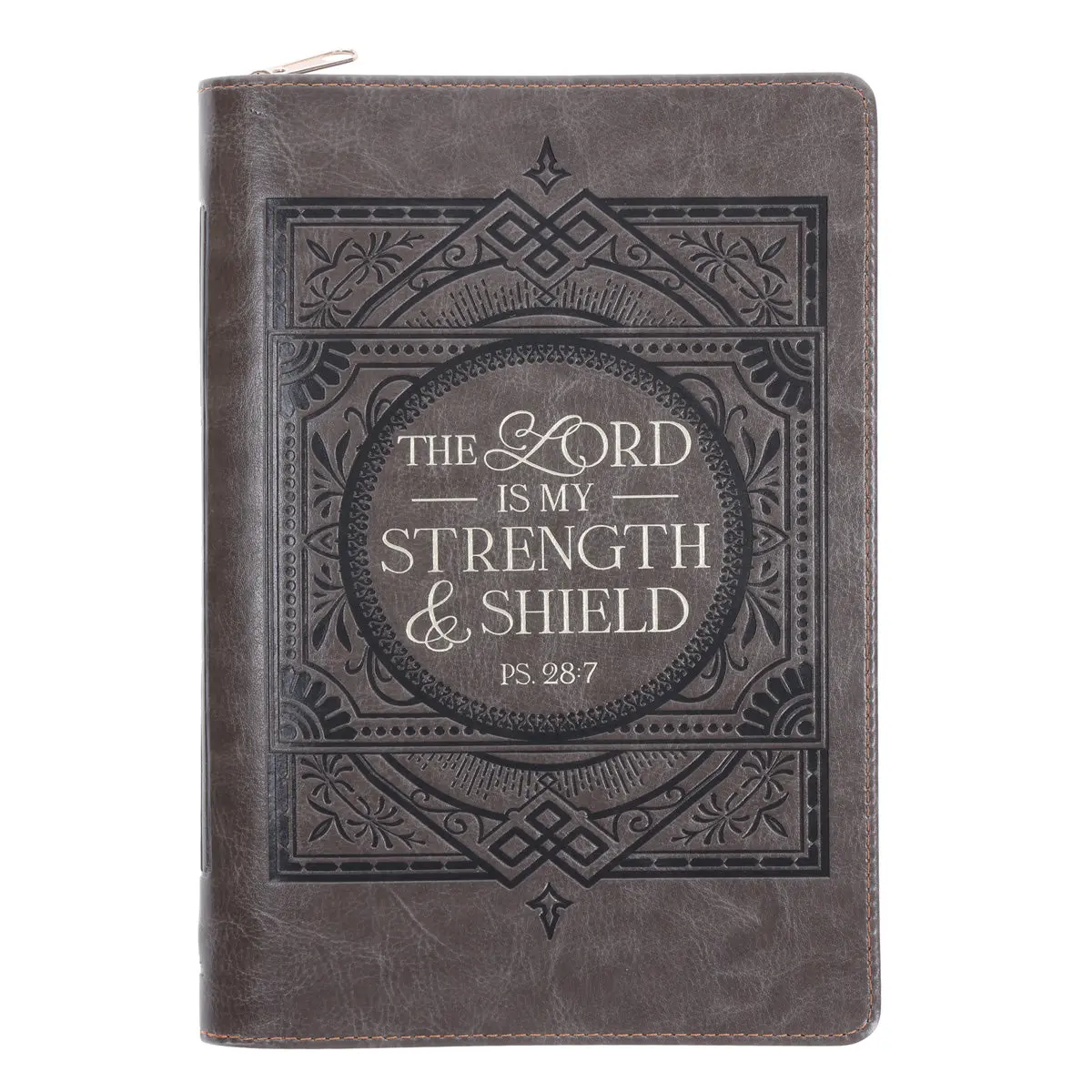 The Lord Is My Strength And Shield Faux Leather Journal With Zipped Closure 1