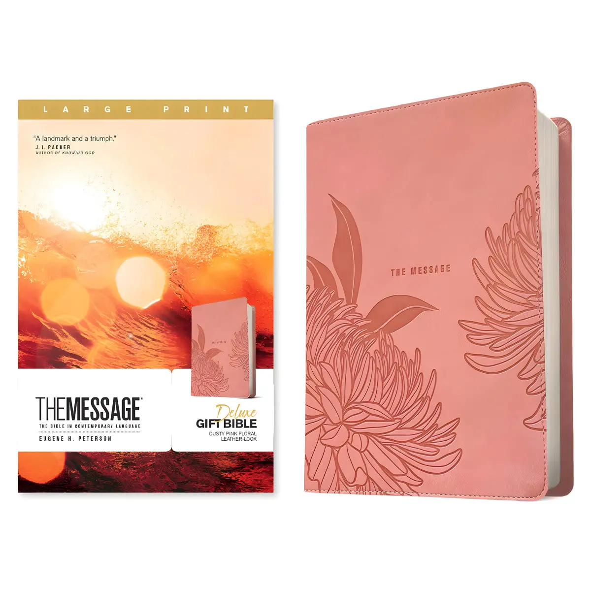 The Message Dusty Pink Floral Imitation Leather Deluxe Gift Bible Large Print 2