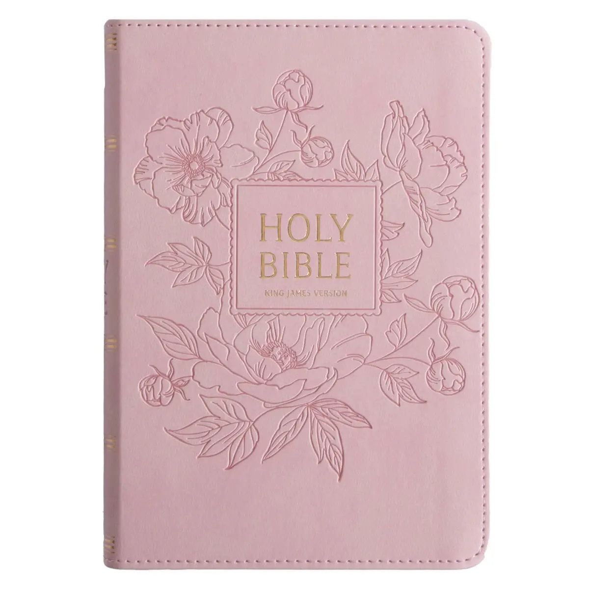 Kjv Pink Floral Faux Leather Compact Bible Large Print 1