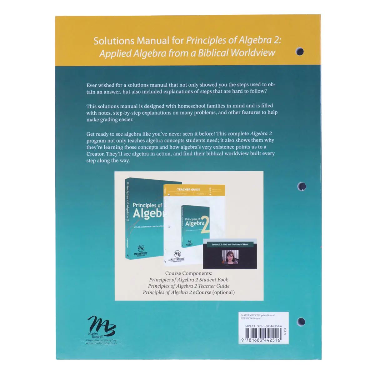 Principles Of Algebra 2: Applied Algebra From A Biblical Worldview, Solutions Manual (Paperback) 2