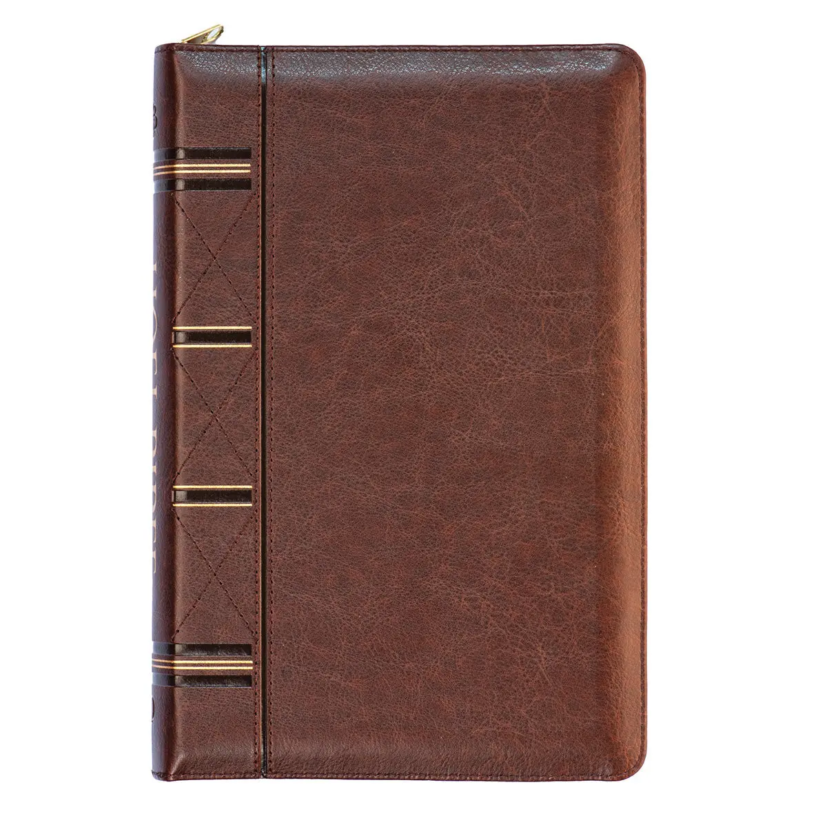 Esv Dark Brown Faux Leather Compact Bible With Zip 1