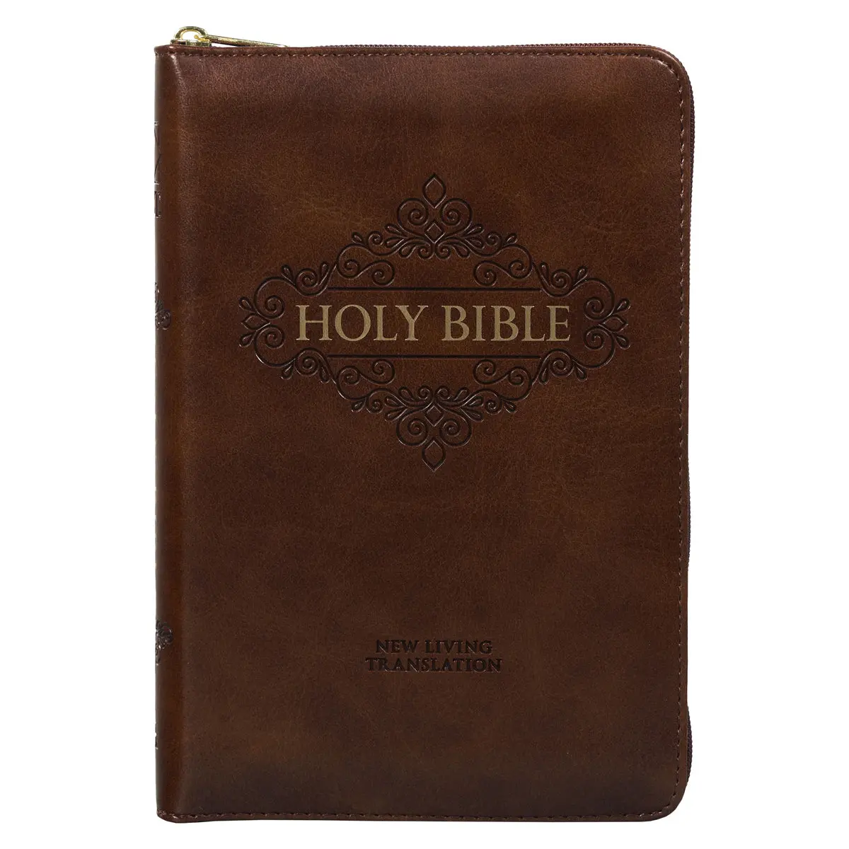 Nlt Brown Faux Leather Flexcover Compact Bible With Zip 1