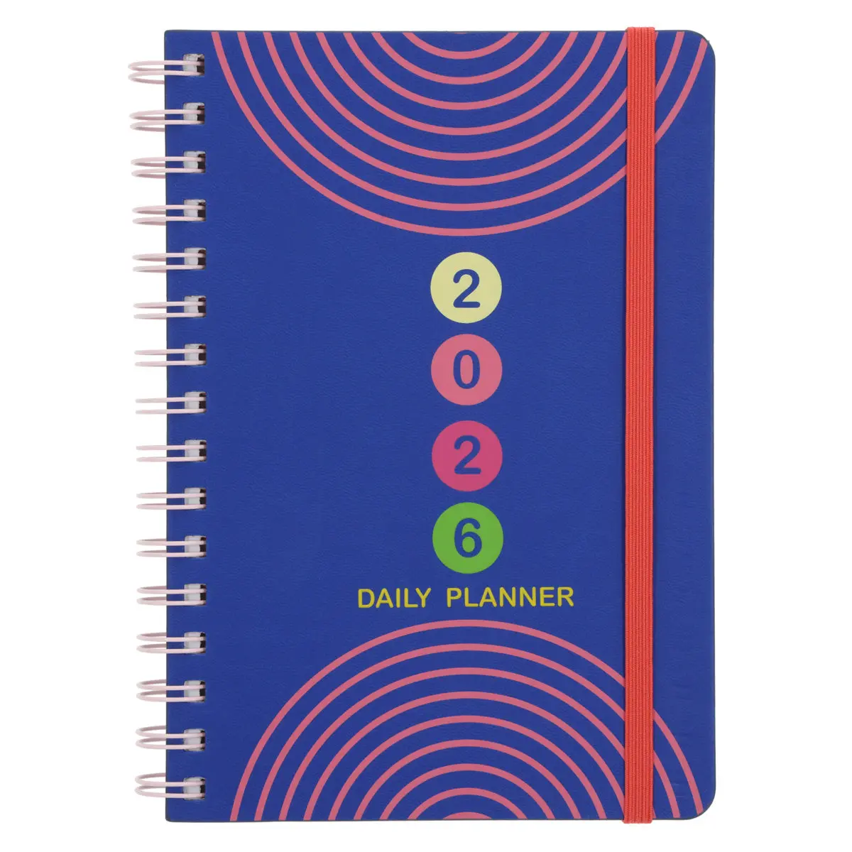 2026 A5 Diary - Daily Planner - Neon Circles - Wirebound 1
