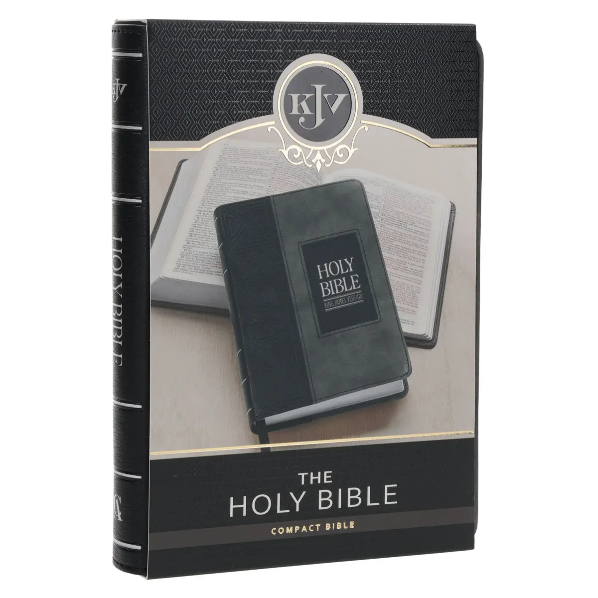 Kjv Black And Grey Faux Leather Compact Bible 2
