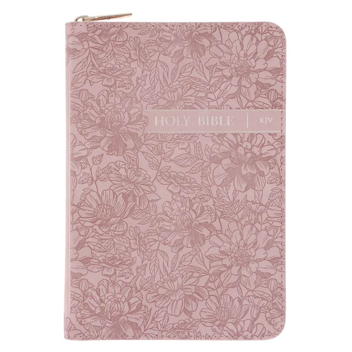 Kjv Dusty Pink Faux Leather Compact Bible With Zip 1