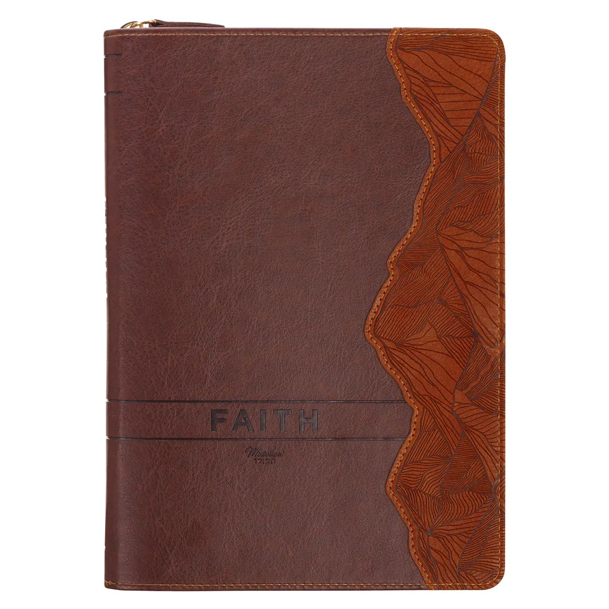 Faith Mountains Brown Faux Leather Journal With Zipped Closure 1