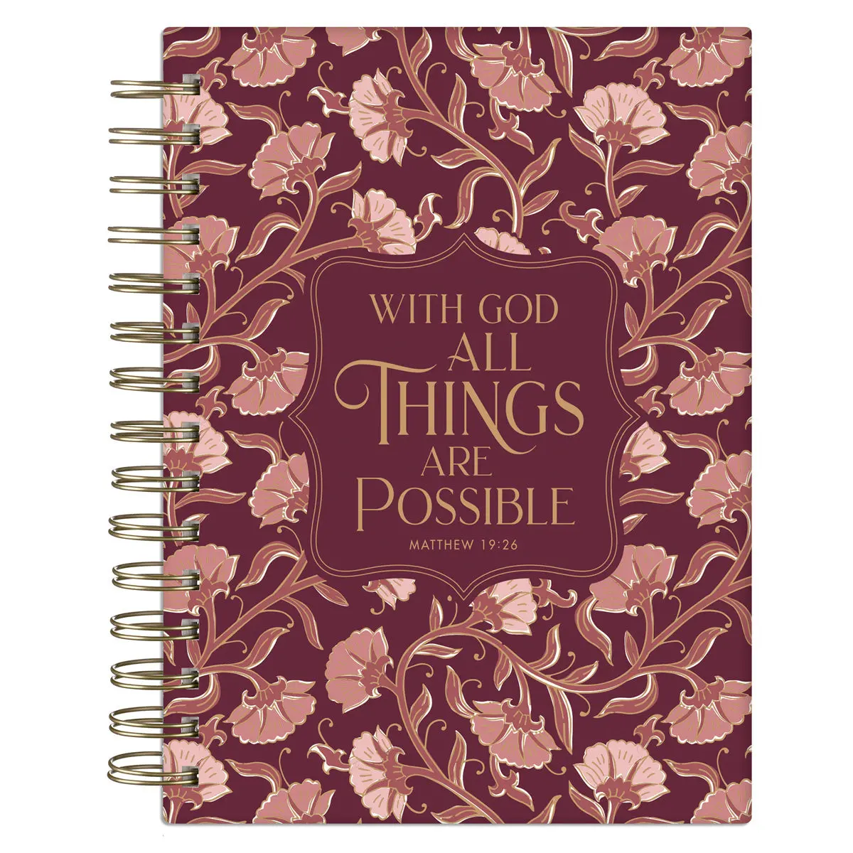 With God All Things Are Possible Floral Hardcover Wirebound Journal 1