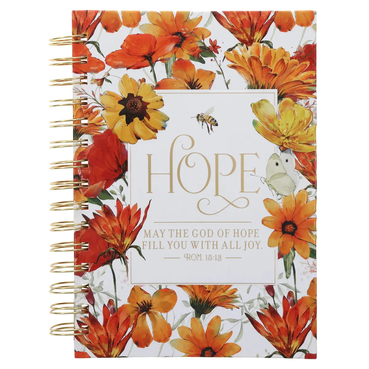 Hope Orange Floral Hardcover Wirebound Journal 1