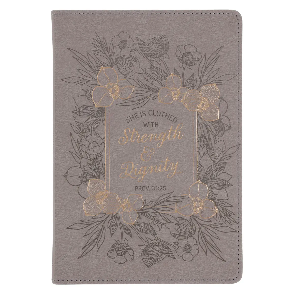 She Is Clothed With Strength And Dignity Faux Leather Journal 1