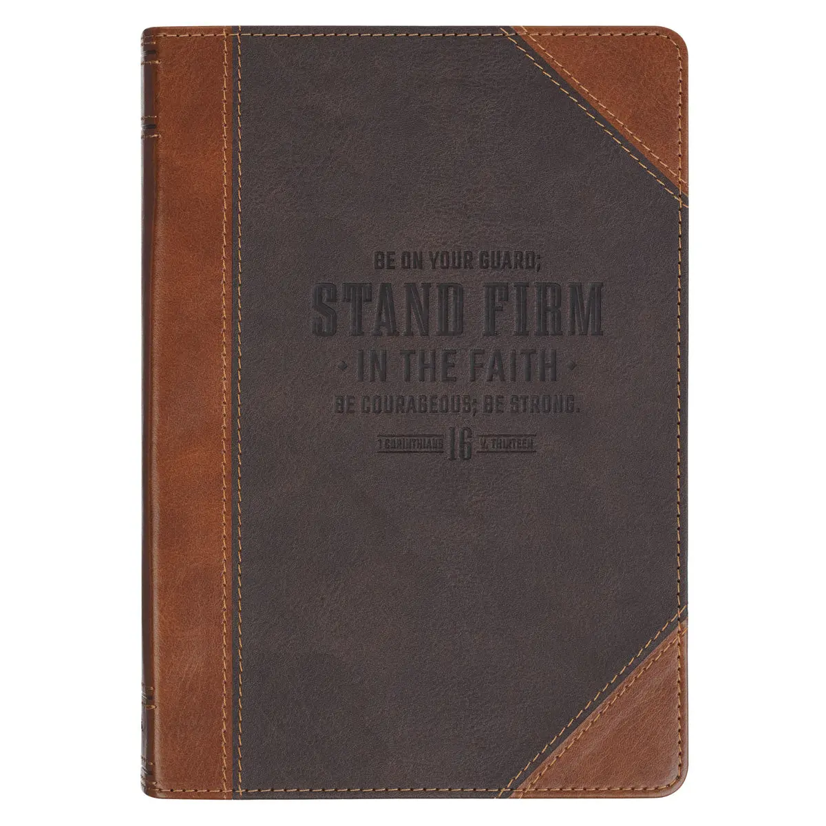 Stand Firm In The Faith Two-Tone Brown Faux Leather Journal 1