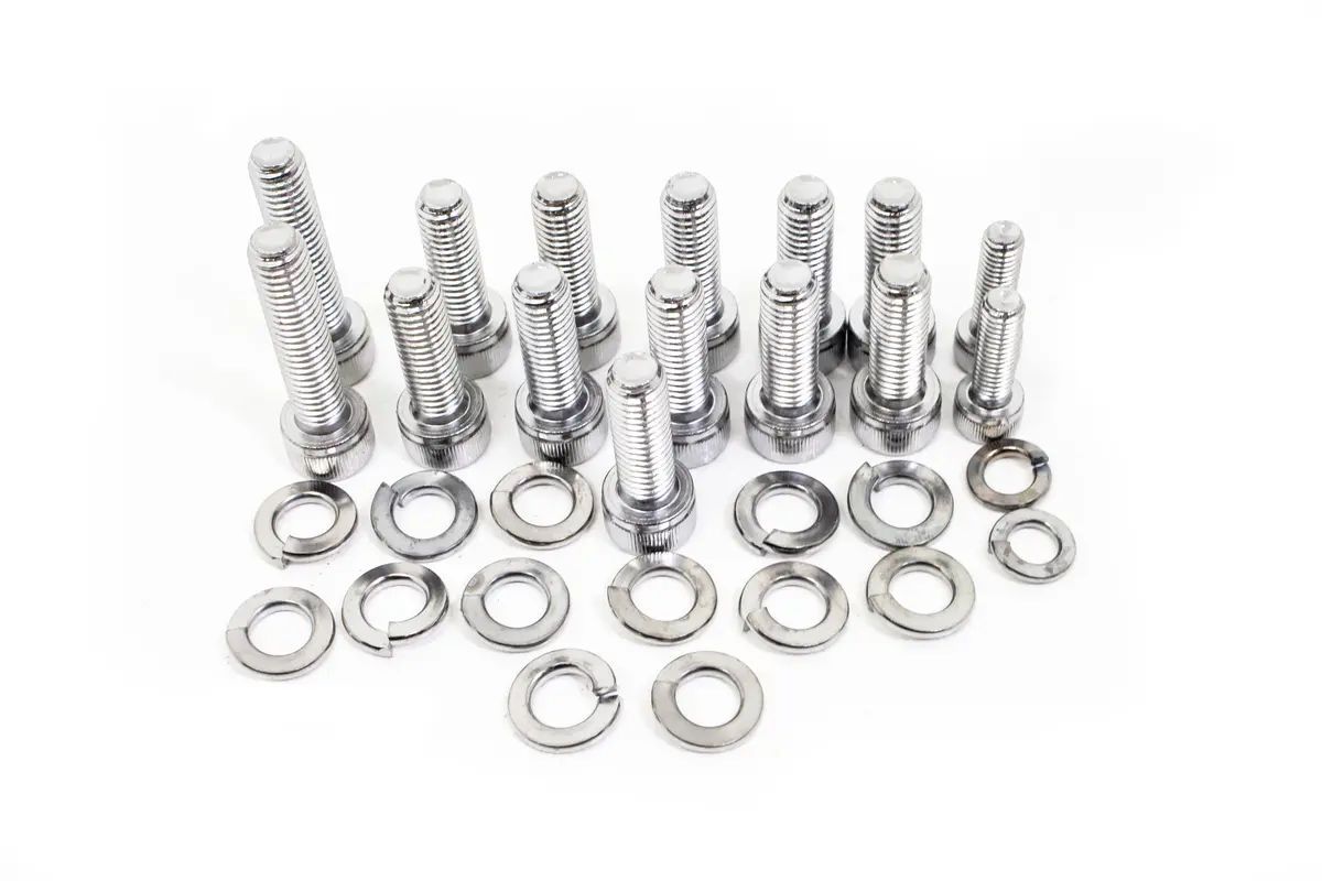 Cfr Performance Oil Pan Bolts Kit Shc – 17-Piece Steel Bolt & Lock Washer Set – Chrome Finish 1