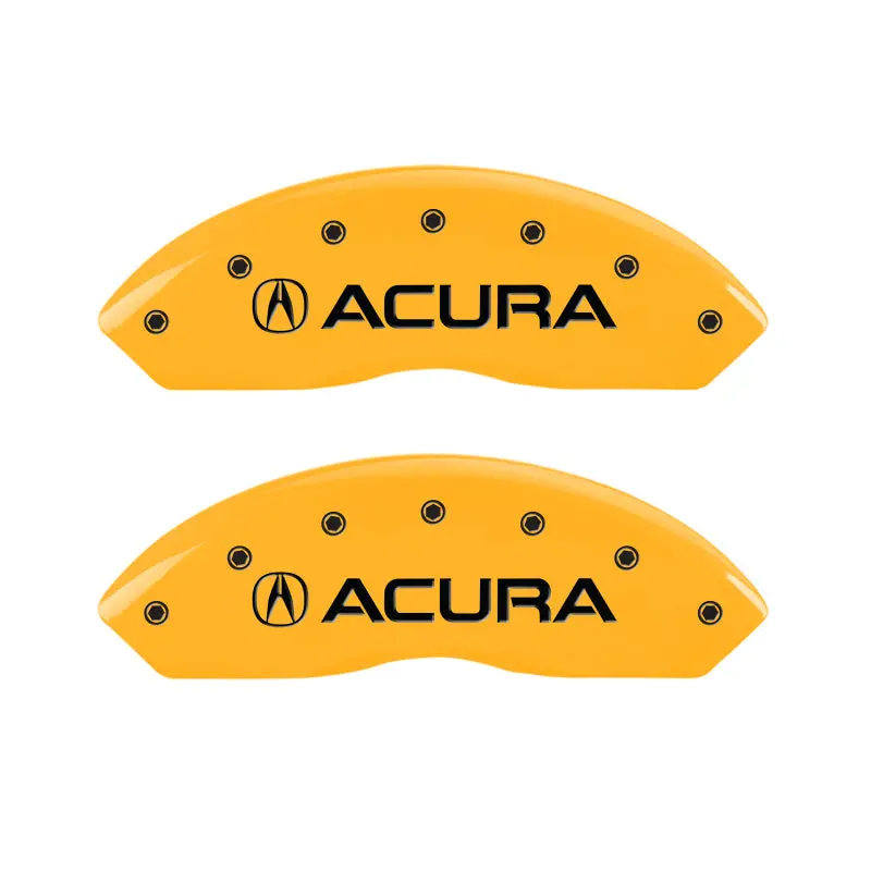 Mgp Engraved Front & Rear Brake Caliper Covers For Acura – Yellow Finish With Black Chrome Accents 1
