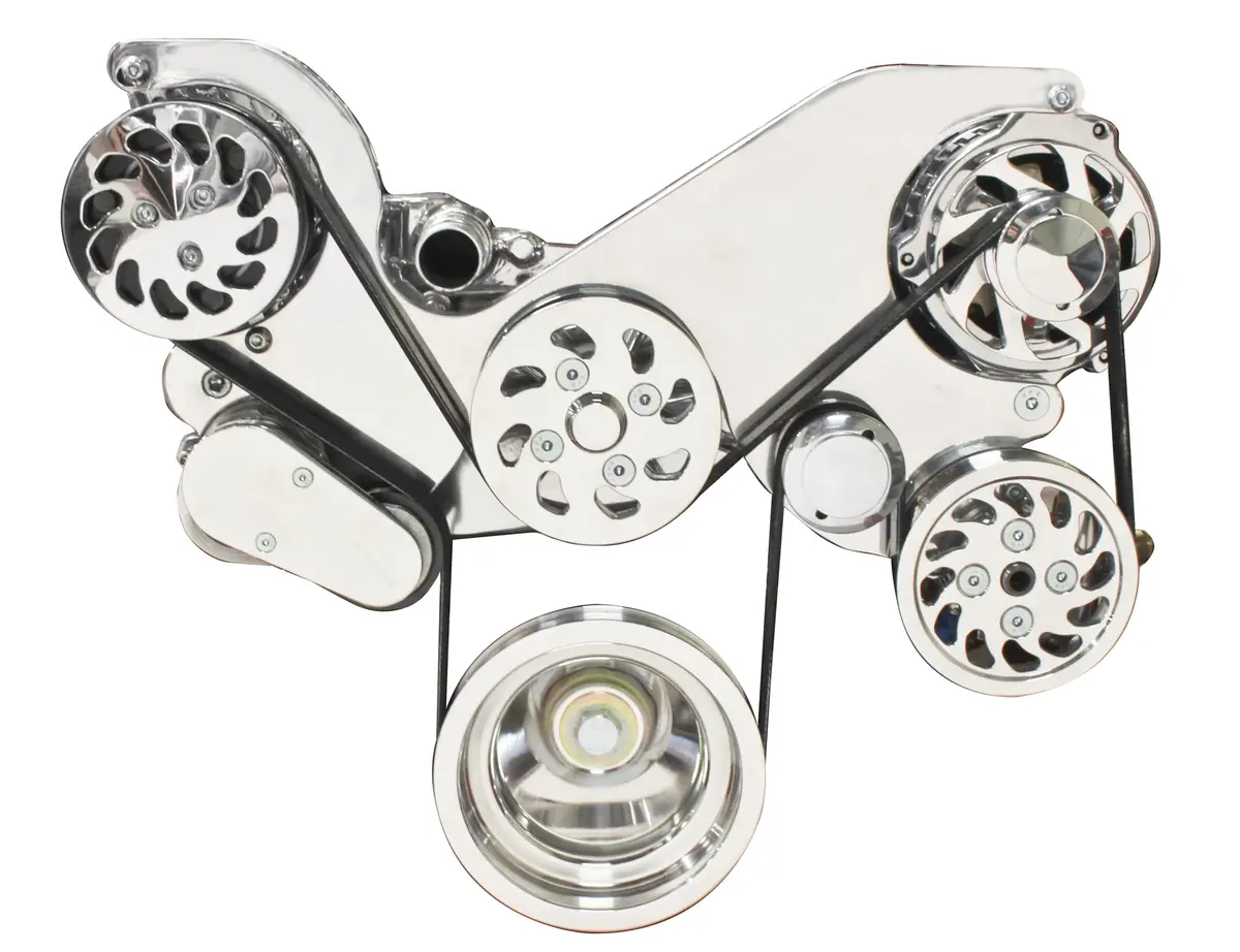 Billet Chevy Ls1,2,3,6&,7 Gen I,Ii,Iii Complete Pulley, Bracket & Pump Serpentine Kit - Chrome 1