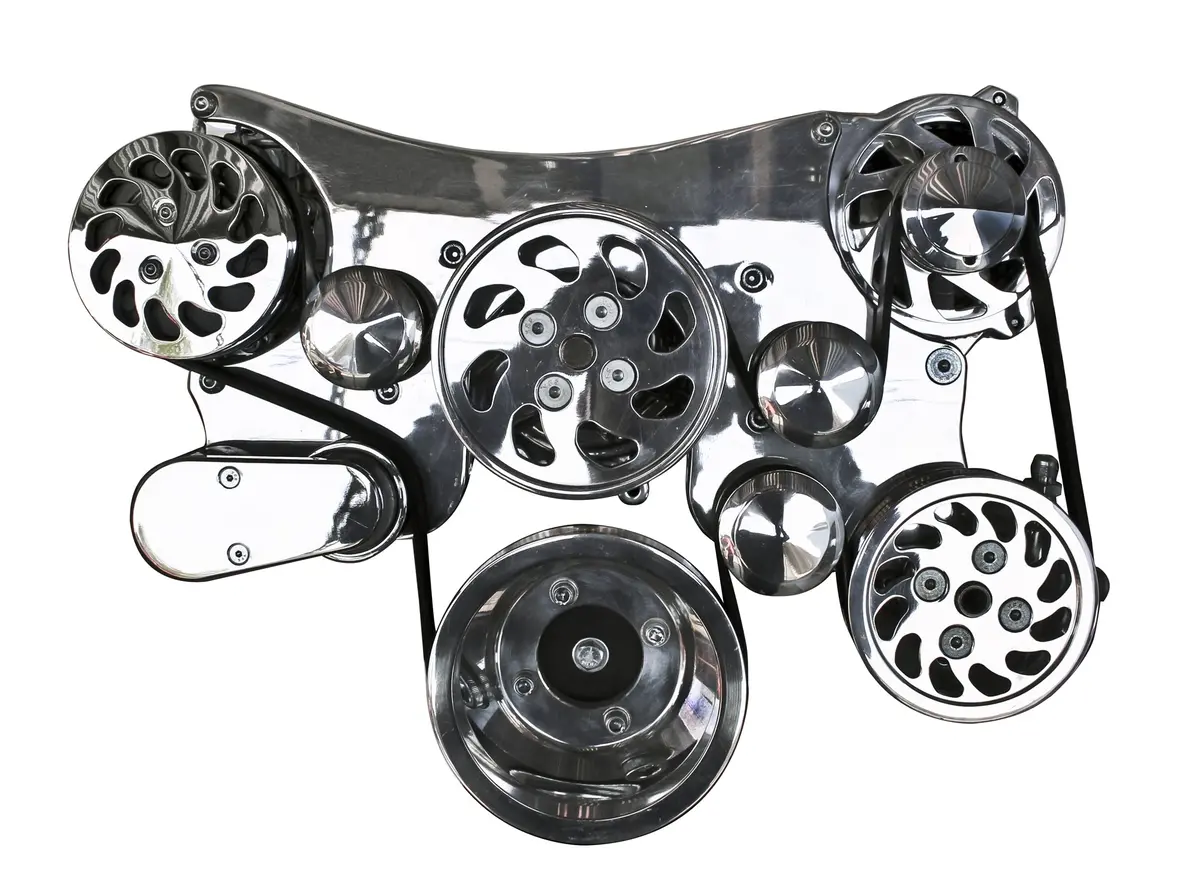 Billet Oldsmobile Complete Pulley, Bracket & Pump Serpentine Kit - Polished 1