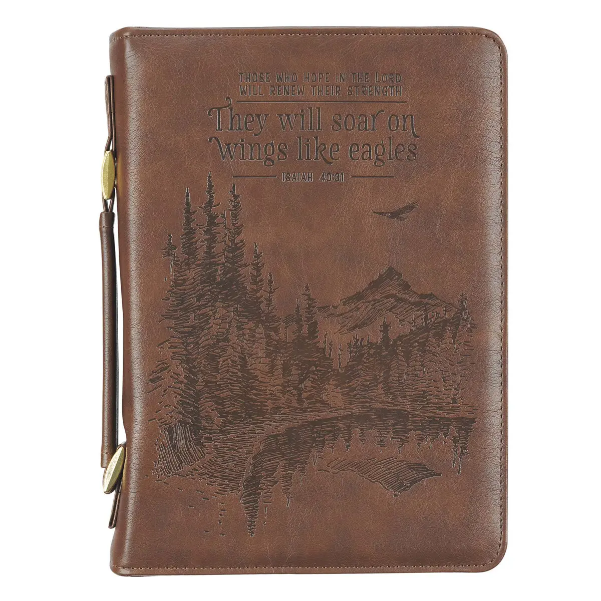 Wings Like Eagles Brown Faux Leather Bible Bag - Isaiah 40:31 1