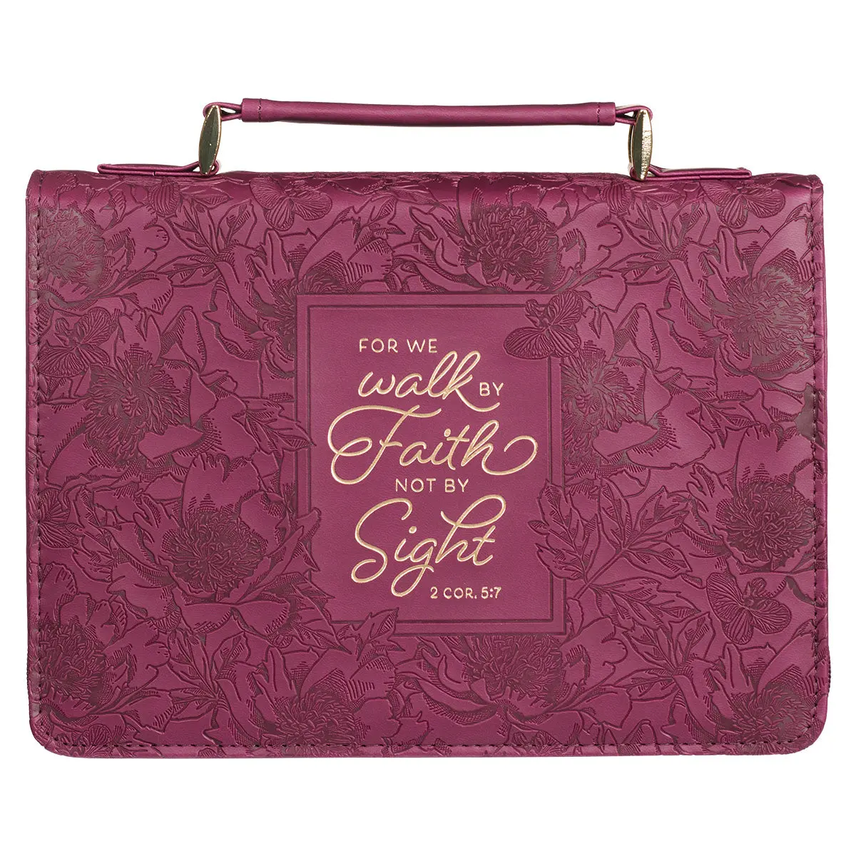 Walk By Faith Burgundy Faux Leather Bible Bag - 2 Corinthians 5:7 1