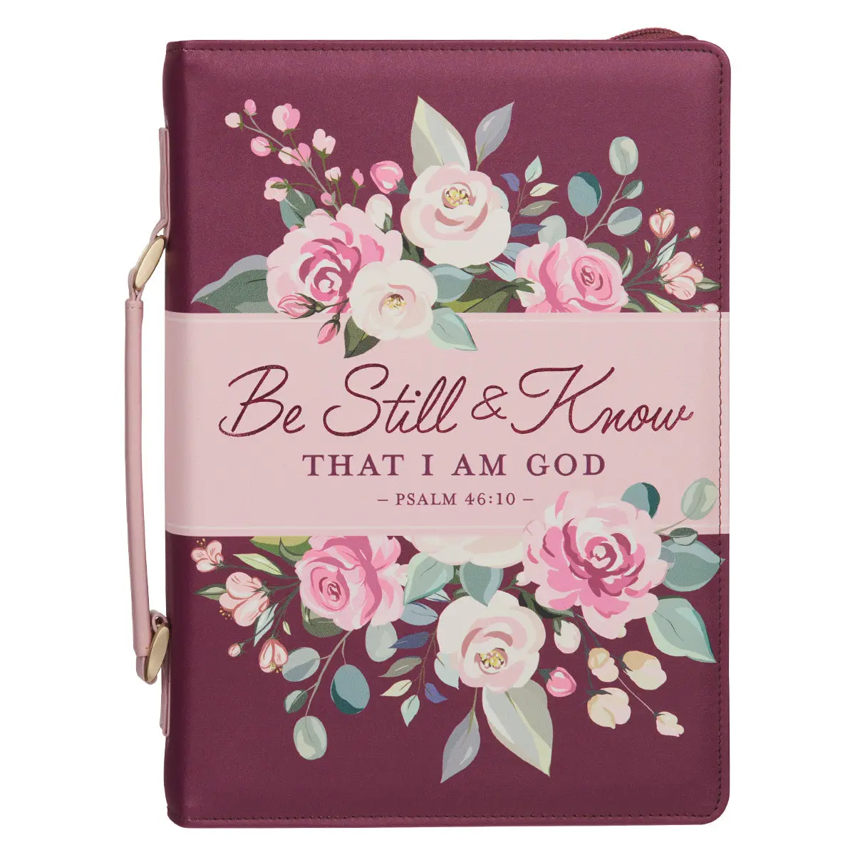 Be Still And Know That I Am God Burgundy Faux Leather Bible Bag 1