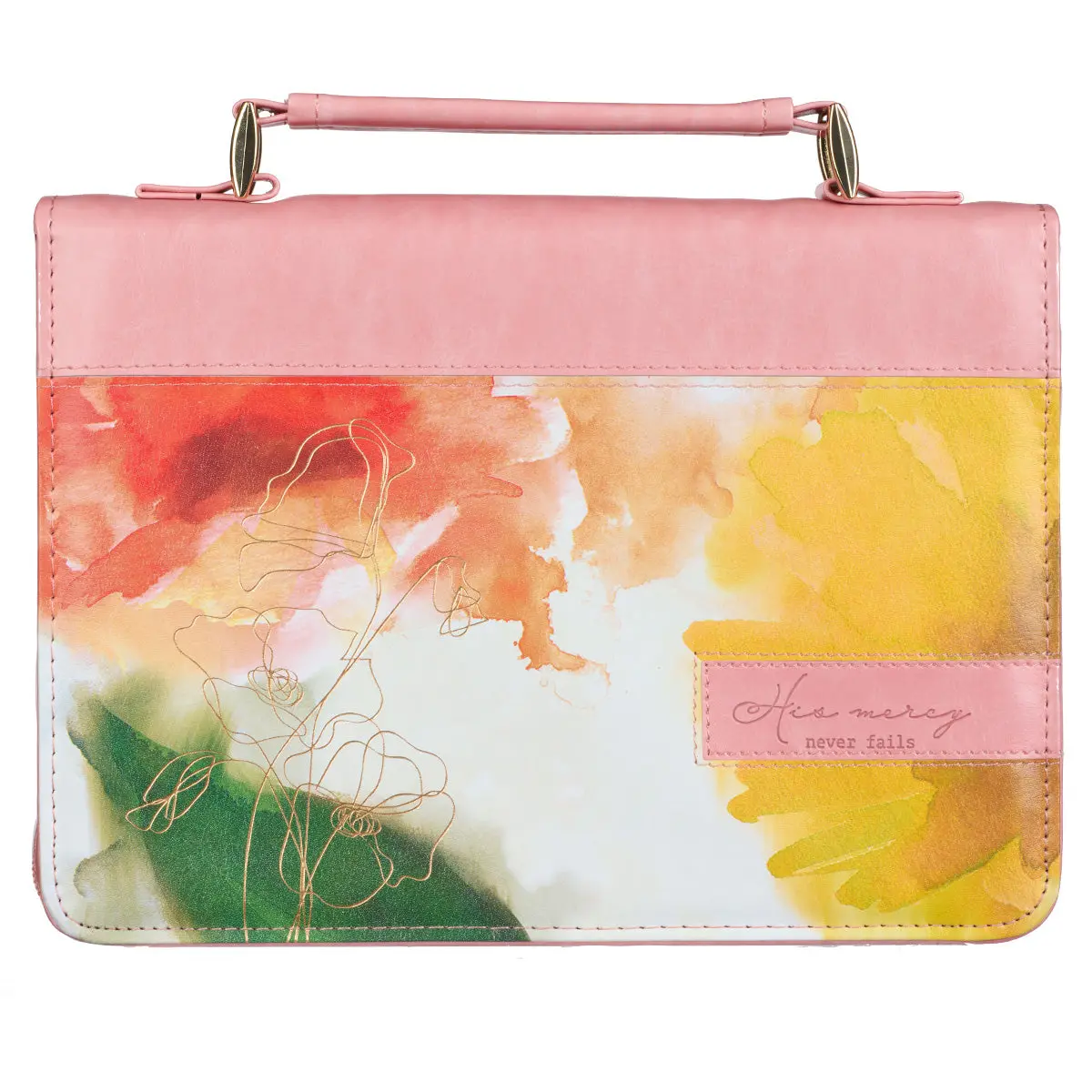 His Mercy Never Fails Watercolor (Faux Leather Bible Bag) 1