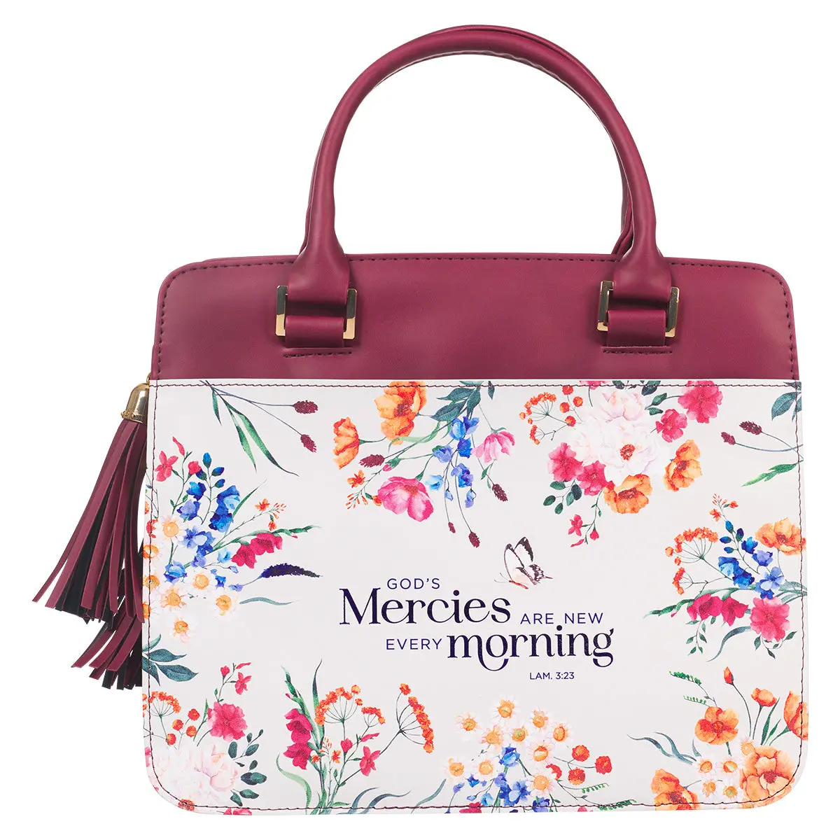 God's Mercies Are New Every Morning Faux Leather Bible Bag - Lamentations 3:23 1