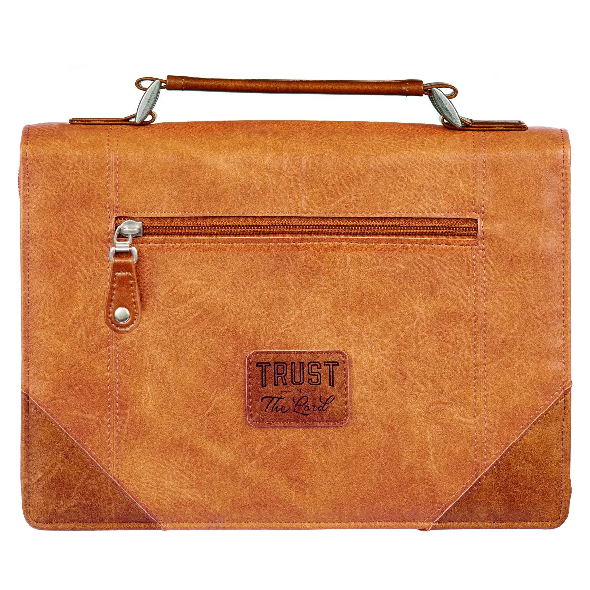 Trust In The Lord Two-Tone Brown Faux Leather Bible Bag 1