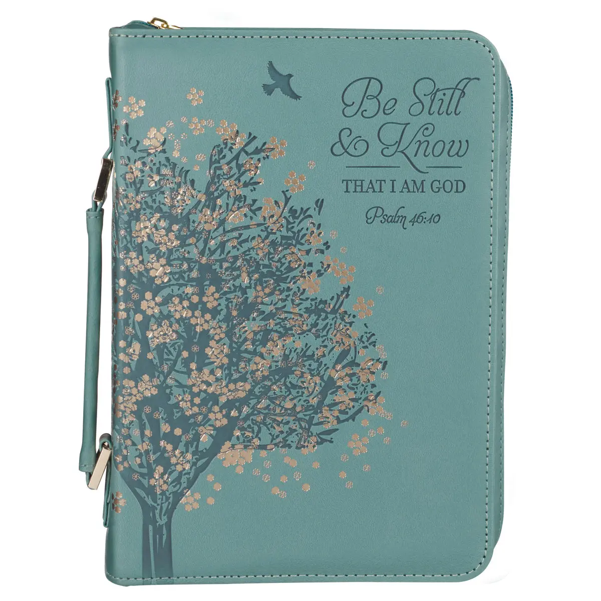 Be Still And Know That I Am God Teal Faux Leather Bible Bag 1