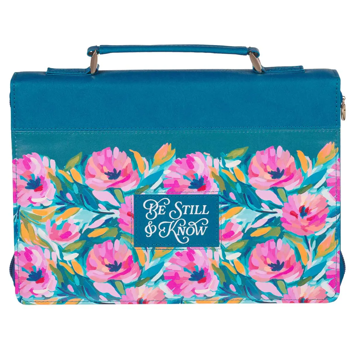 Be Still And Know Floral Faux Leather Bible Bag 1