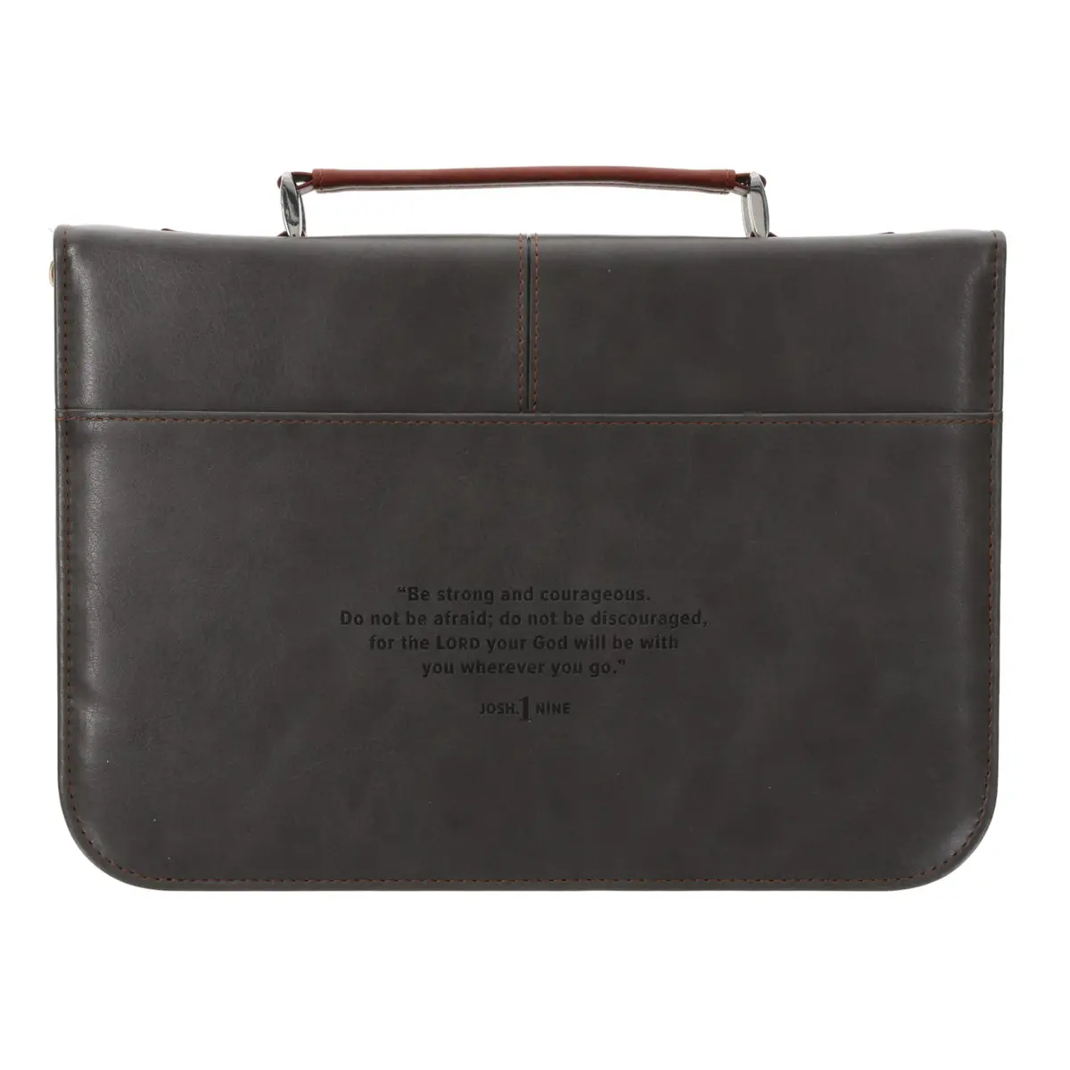 Be Strong And Courageous Grey Faux Leather Bible Bag 2