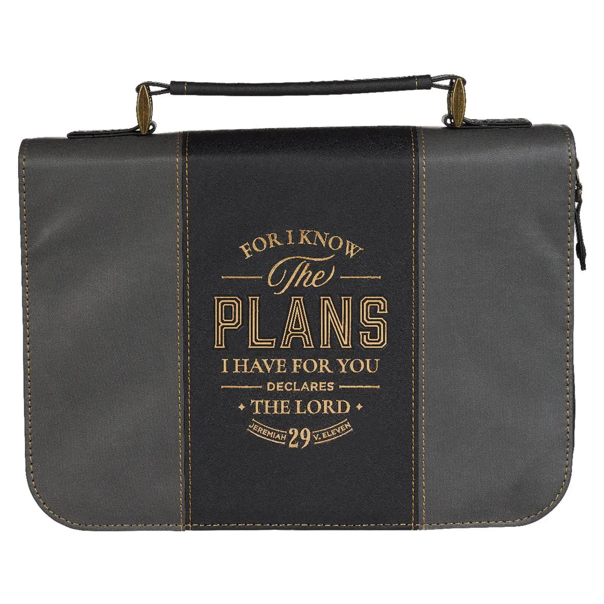 I Know The Plans Black And Grey Faux Leather Bible Bag 1