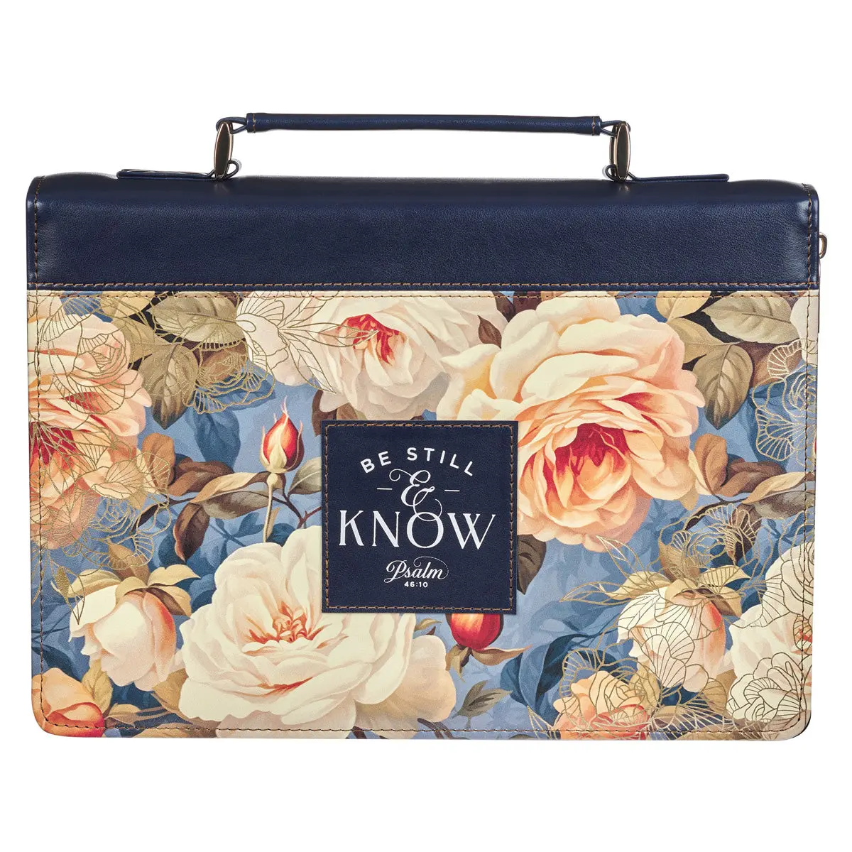 Be Still And Know Navy Faux Leather Bible Bag 1