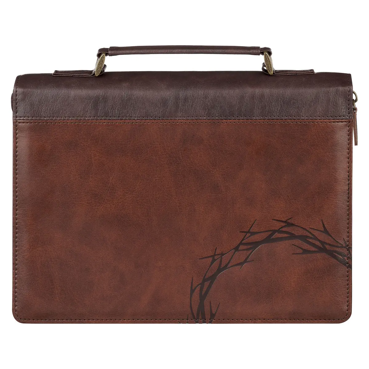 Crown Of Thorns Two-Tone Brown Faux Leather Bible Bag 1