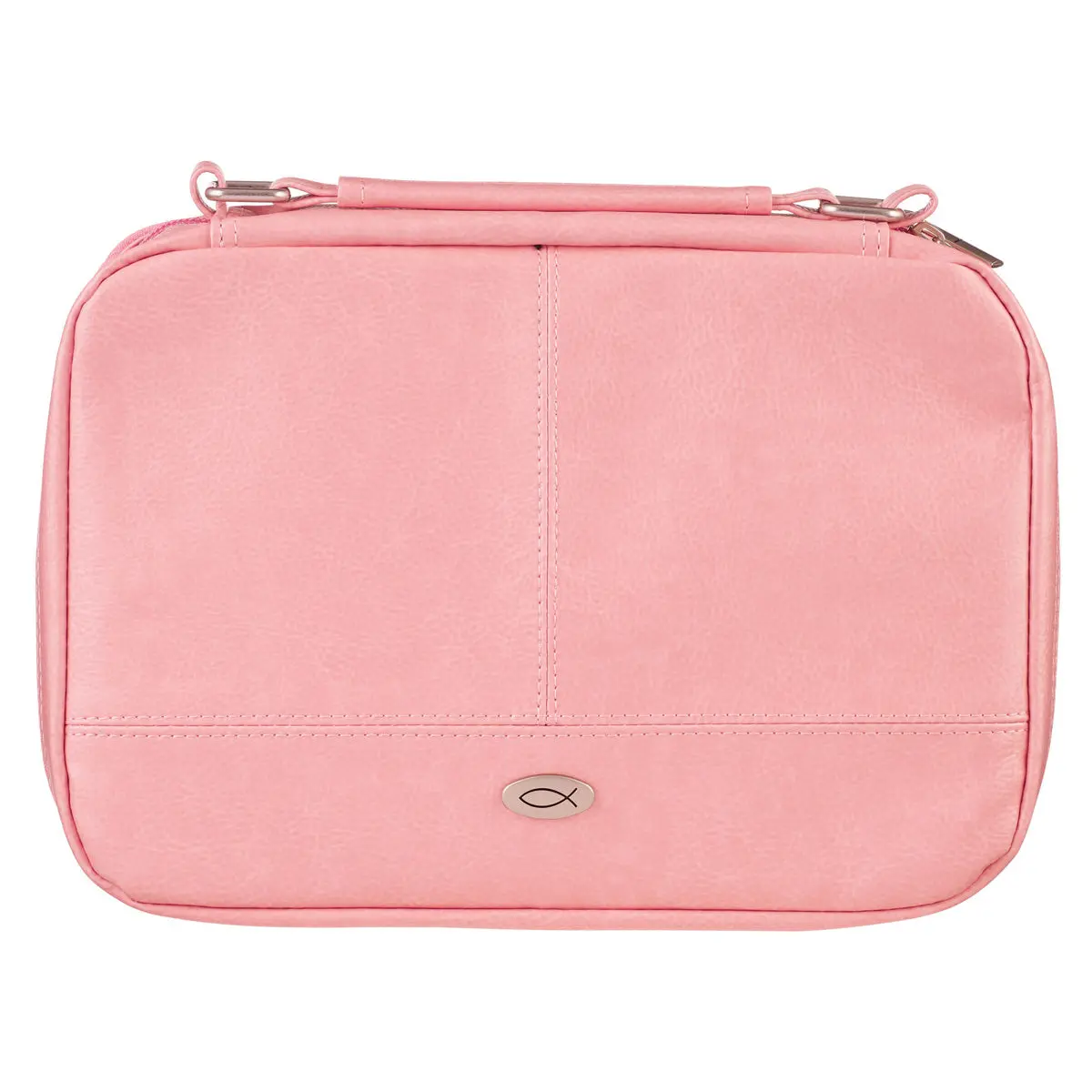 Ichthus Badge Pink Two-Fold Faux Leather Bible Bag 1