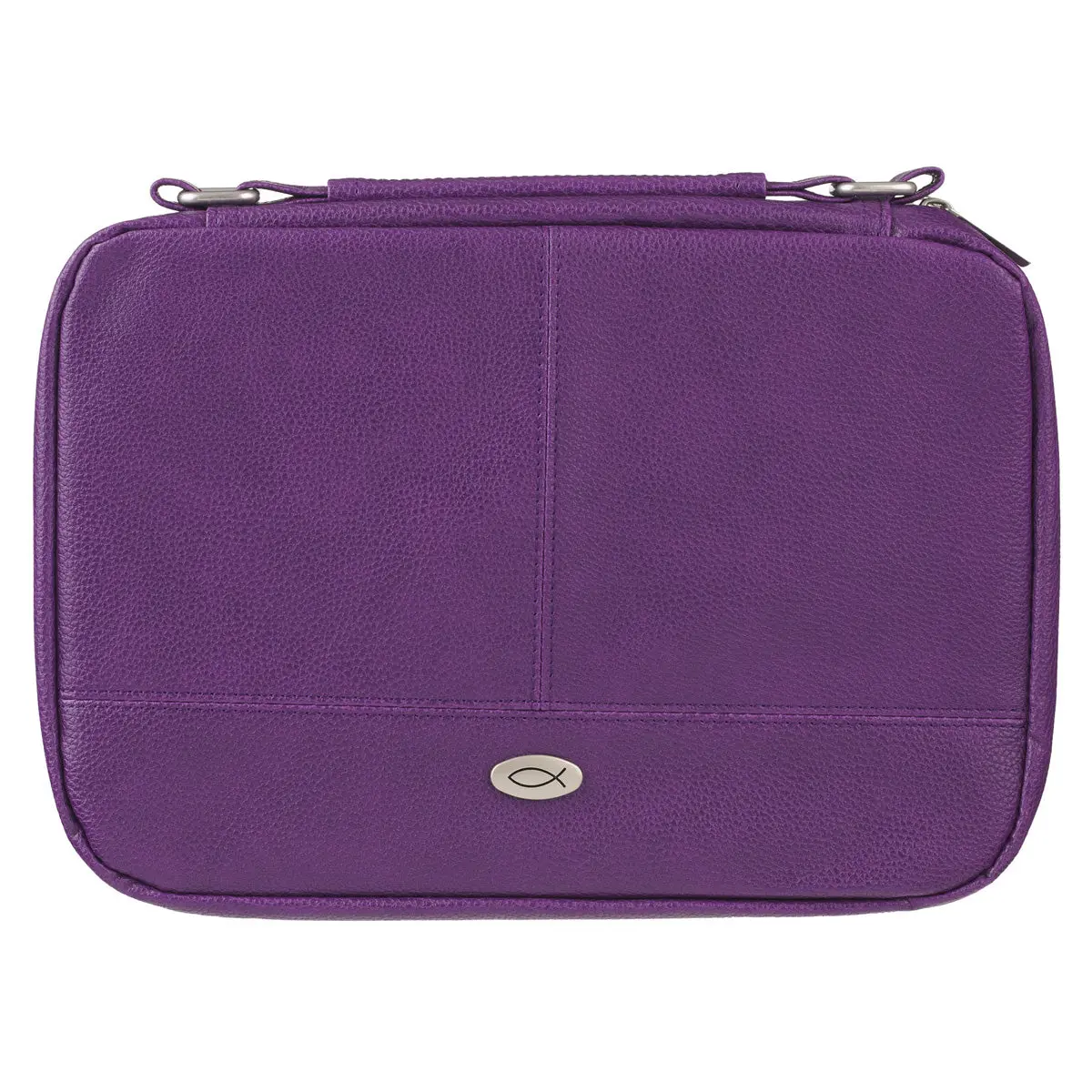 Ichthus Badge Purple Two-Fold Faux Leather Bible Bag 1