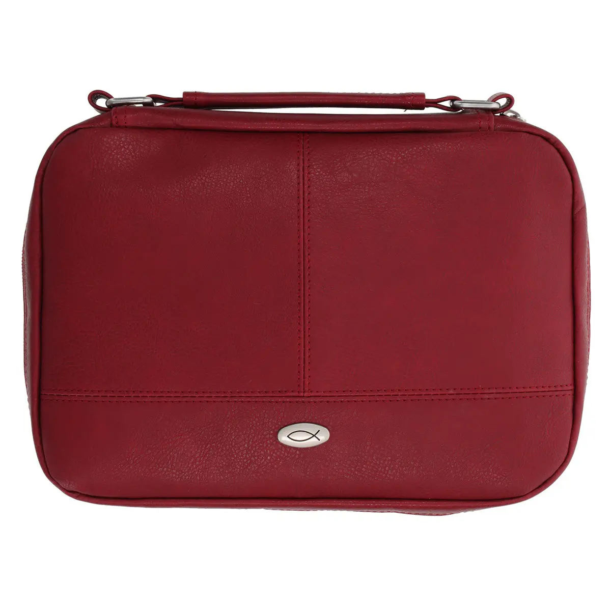 Ichthus Badge Deep Red Two-Fold Faux Leather Bible Bag 1