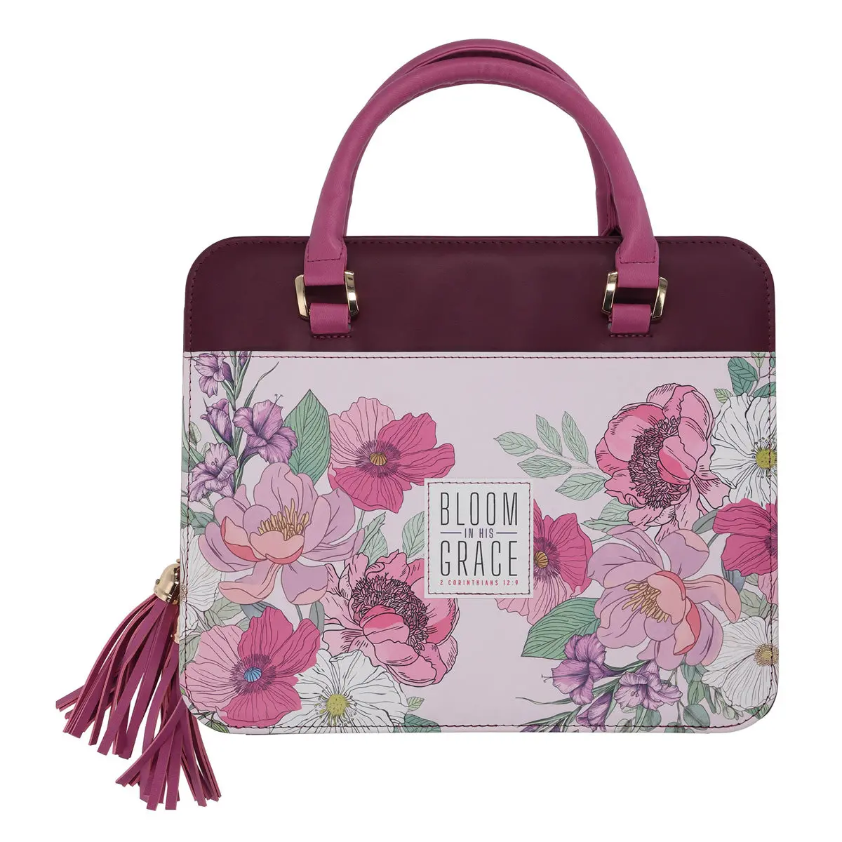 Bloom In His Grace Faux Leather Bible Bag 1