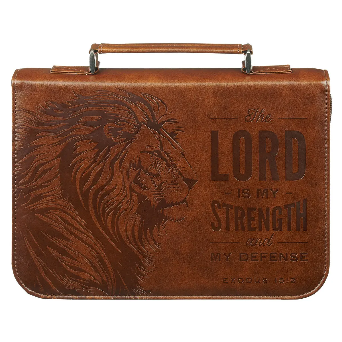 The Lord Is My Strength And My Defense Faux Leather Bible Bag 1