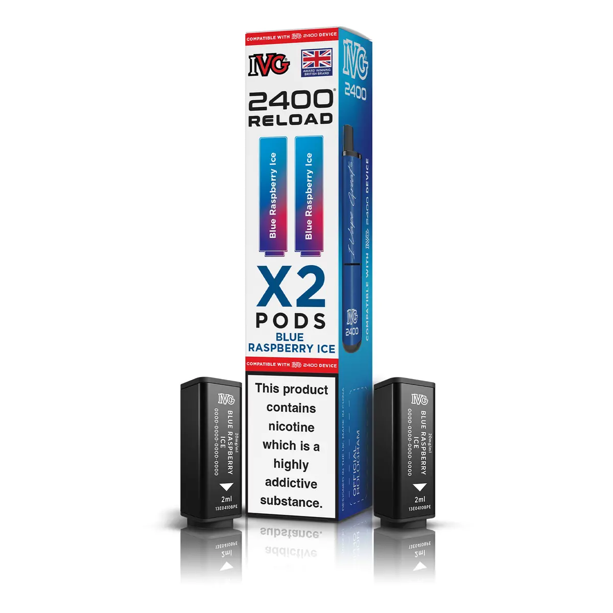 Ivg 2400 Reload X2 Blue Raspberry Ice Pods 1